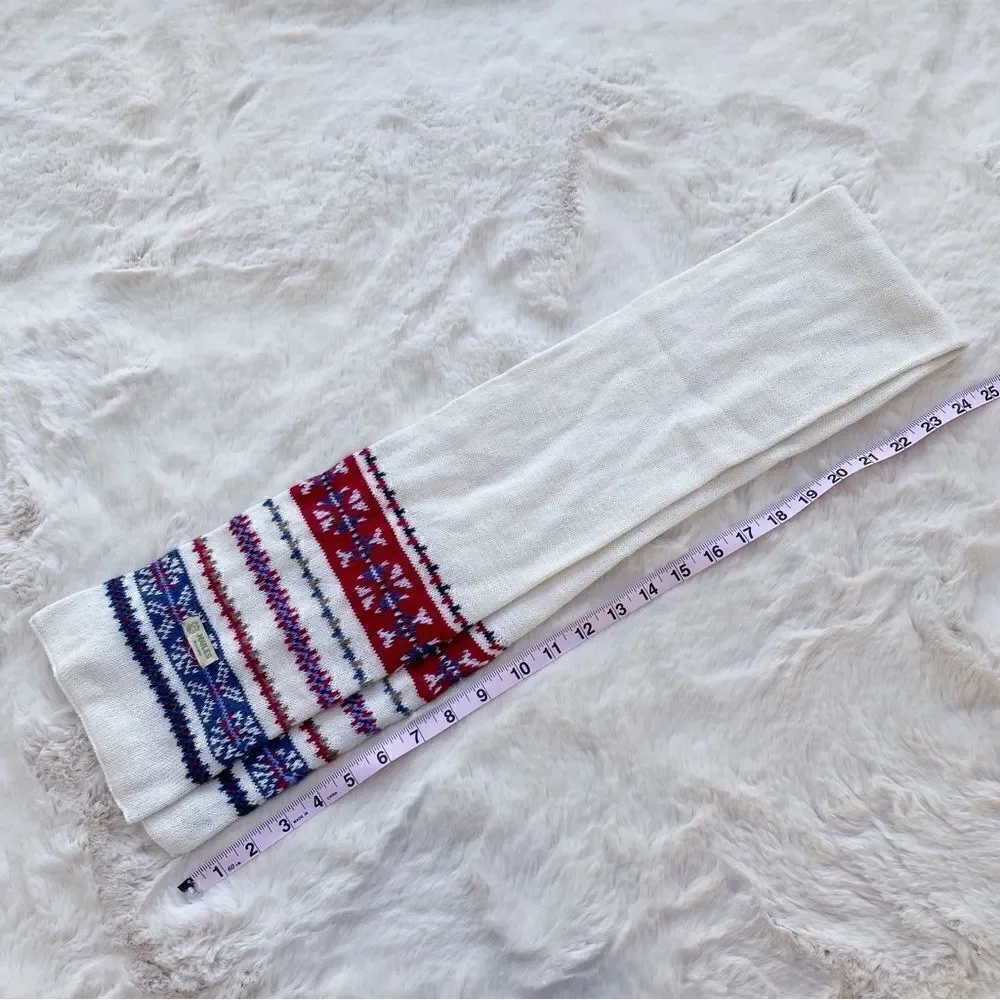 VINTAGE Joules Fair Isle Winter Nordic Pattern Scarf White Blue Red women’s